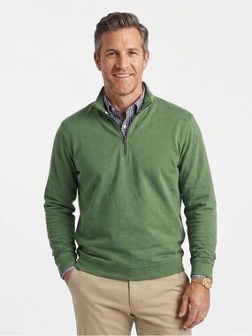 Peter Millar Pima Cotton Quarter-Zip Pullover Green